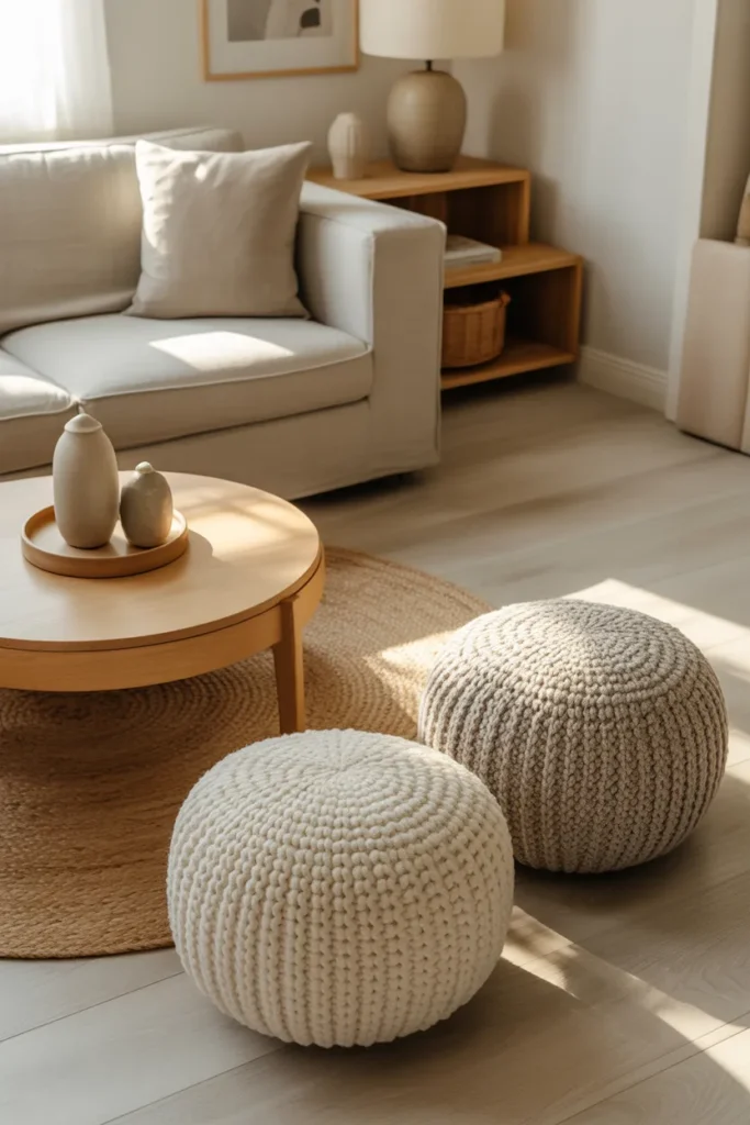 Soft Wool Poufs