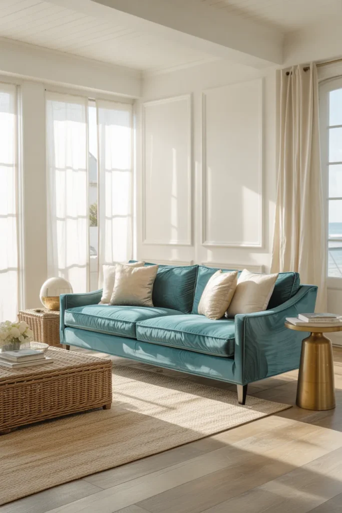 Turquoise Velvet Sofa