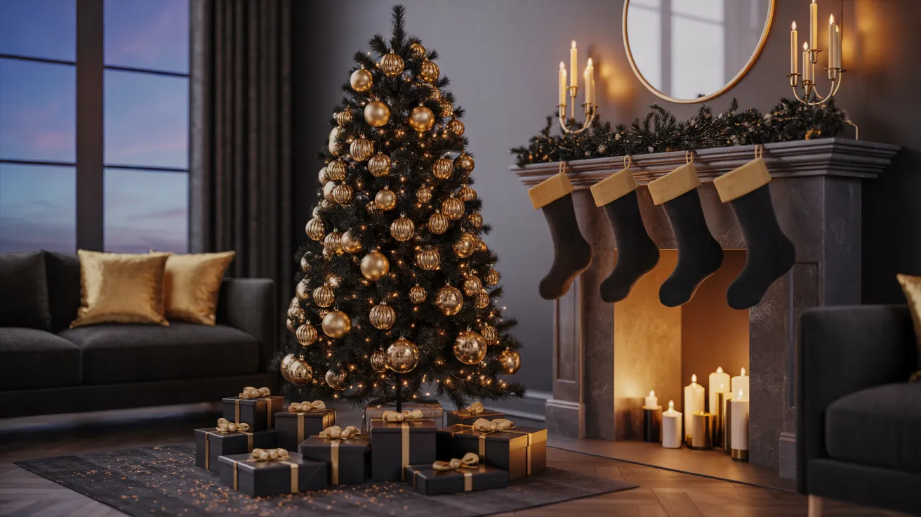 black gold christmas decorations